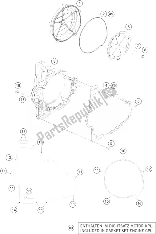 All parts for the Clutch Cover of the KTM 1290 Superduke R Black ABS 14 Australia 2014