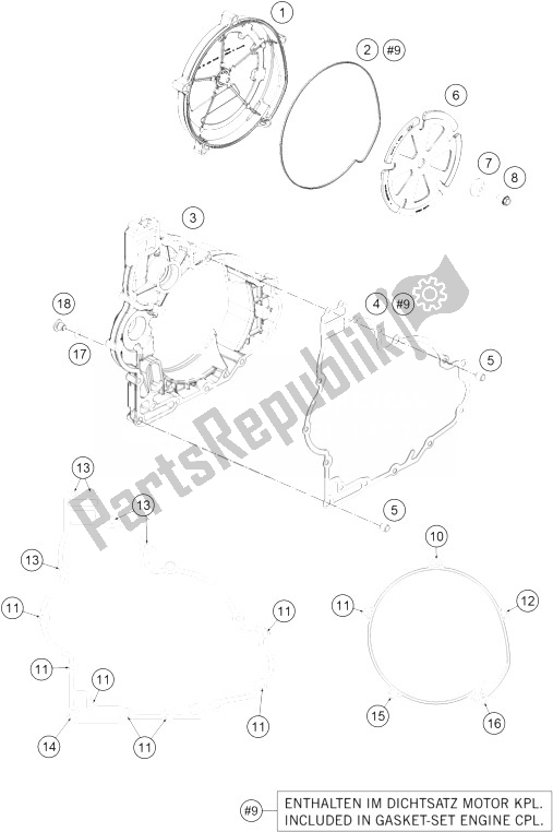 All parts for the Clutch Cover of the KTM 1290 Superduke R Black ABS 14 Europe 2014