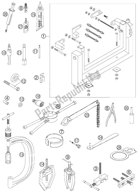 All parts for the Special Tools of the KTM 250 EXC Racing Europe 2006