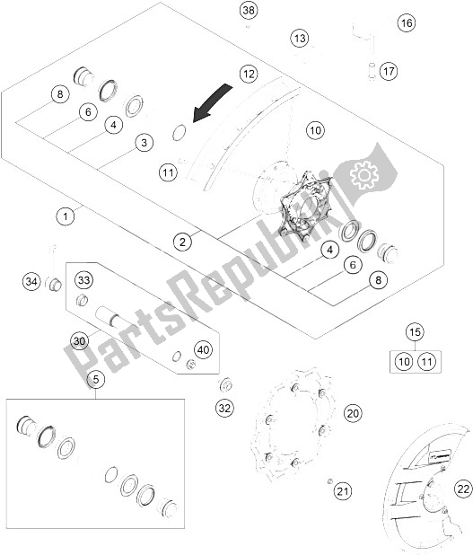 All parts for the Front Wheel of the KTM 250 EXC SIX Days Europe 2016