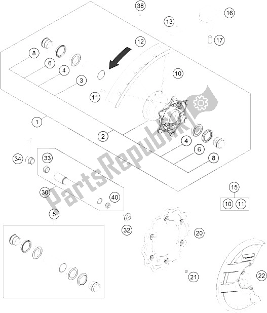 All parts for the Front Wheel of the KTM 350 XCF W SIX Days USA 2016