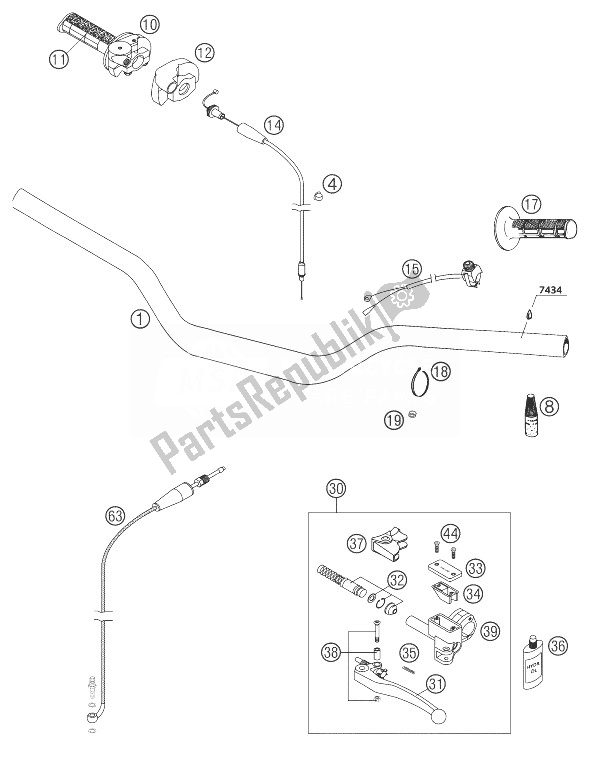 Todas las partes para Manillar, Instrumentos 250 Sx de KTM 250 SX Europe 2003