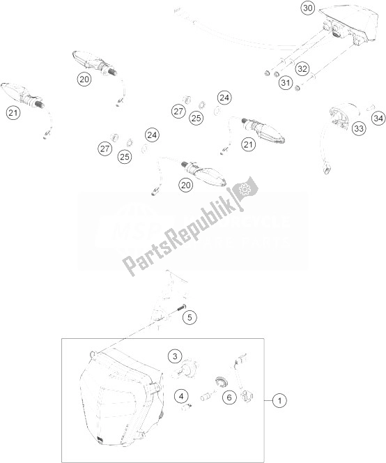Todas las partes para Sistema De Iluminación de KTM 690 Duke R ABS Australia 2014
