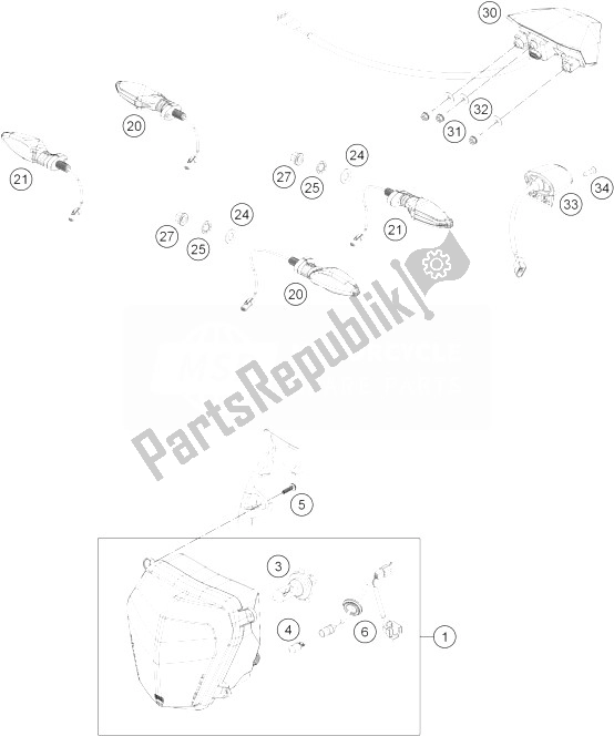 Tutte le parti per il Sistema Di Illuminazione del KTM 690 Duke R ABS CKD Malaysia 2013