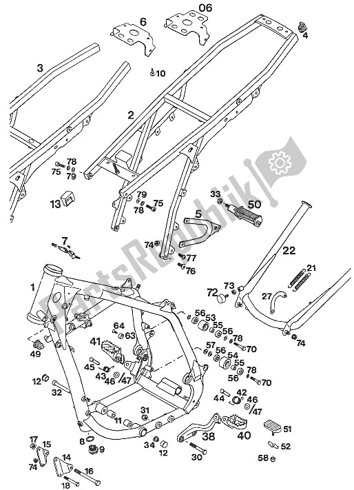 Todas as partes de Quadro, Lc4'94 do KTM 350 E XC 20 KW SUP COM Europe 1994