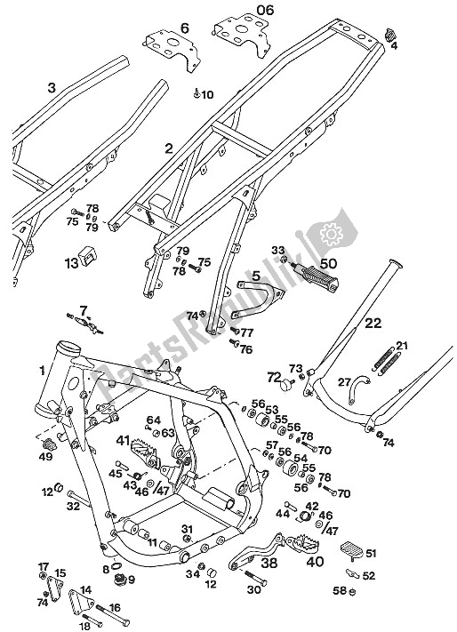 All parts for the Frame , Lc4'94 of the KTM 620 SX WP Europe 1994