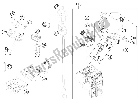 All parts for the Throttle Body of the KTM 690 Duke Black ABS Europe 2013