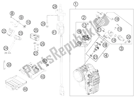 All parts for the Throttle Body of the KTM 690 Duke White ABS Europe 2014