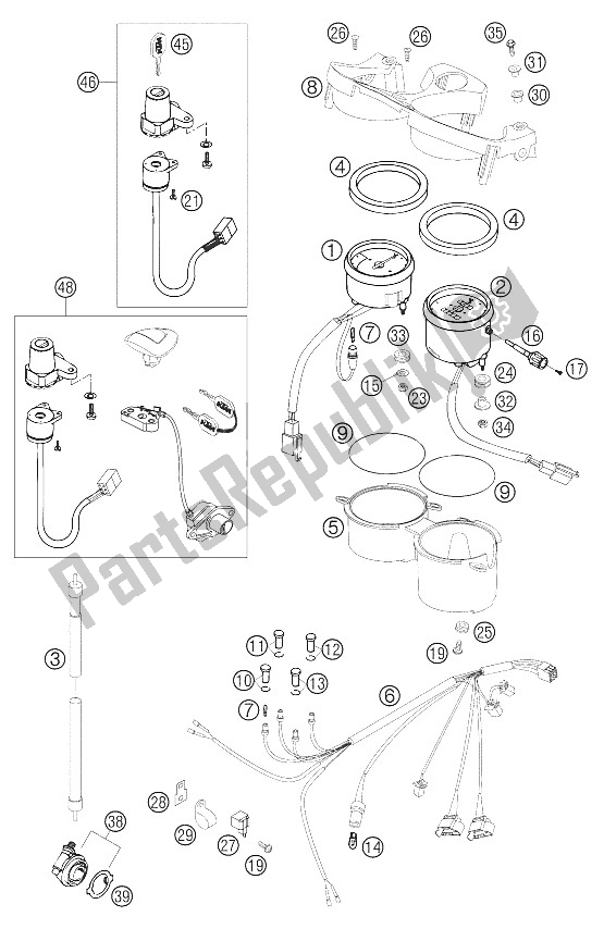 Tutte le parti per il Tachimetro, Contagiri del KTM 640 Duke II Red Europe 2005