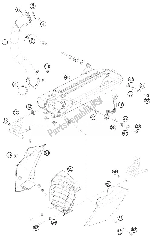 Tutte le parti per il Impianto Di Scarico del KTM 690 Duke White Japan 2010