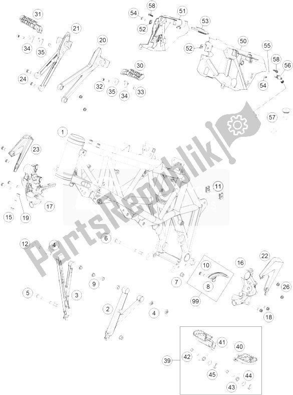 All parts for the Frame of the KTM 690 Enduro R ABS USA 2014