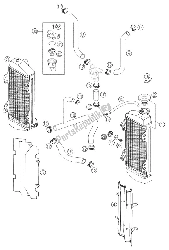 Todas as partes de Sistema De Refrigeração 250/300 Europa do KTM 250 EXC Europe 2003