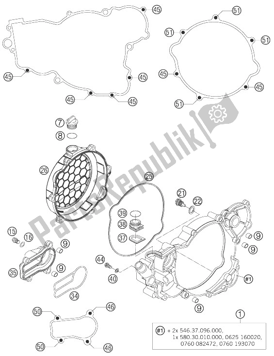 Alle onderdelen voor de Koppelingsdeksel van de KTM 300 EXC E Europe 2007