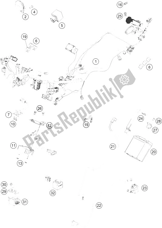 All parts for the Wiring Harness of the KTM 390 Duke BL ABS CKD 16 Argentina 2016