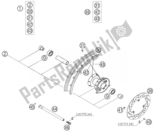 Todas las partes para Rueda Delantera 65 Sx de KTM 65 SX Europe 2003