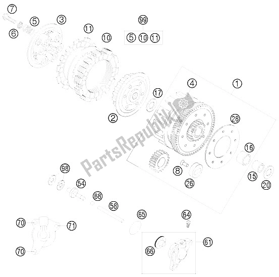 Toutes les pièces pour le Embrayage du KTM 85 XC 17 14 USA 2009