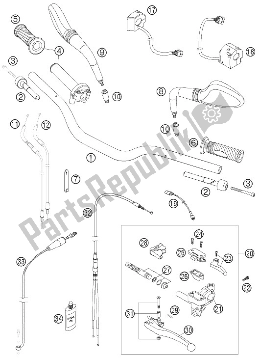 All parts for the Handlebar, Controls of the KTM 950 Supermoto Black Australia United Kingdom 2005
