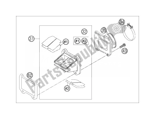 Tutte le parti per il Cassa Della Valvola A Lamella del KTM 250 XC USA 2007