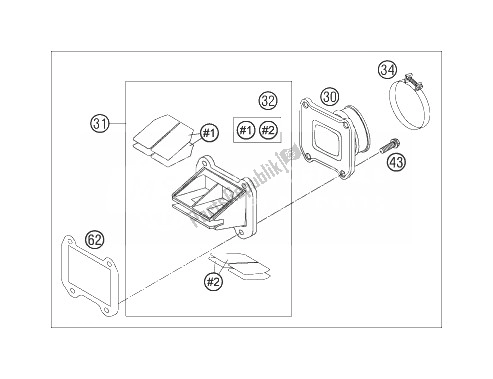 Tutte le parti per il Cassa Della Valvola A Lamella del KTM 250 XC W South Africa 2007