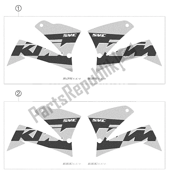 All parts for the Decal 625/660 Smc of the KTM 625 SMC Europe 2005