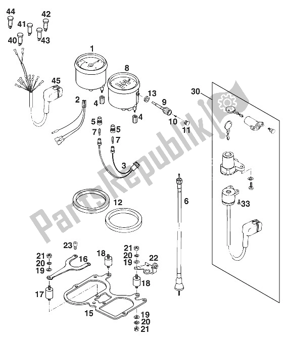 All parts for the Speedometer - Rpm Meter Duke '97 of the KTM 620 Duke E 37 KW Europe 1997