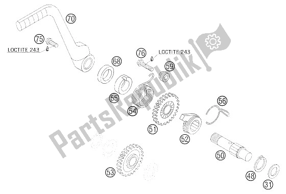 All parts for the Kickstarter of the KTM 105 SX Europe 2006