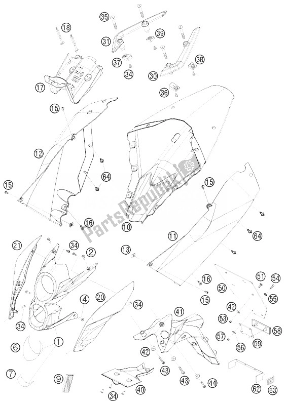 Alle onderdelen voor de Masker, Spatborden van de KTM 690 Duke Black Europe 2010