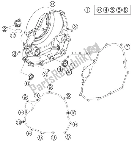 Toutes les pièces pour le Couvercle D'embrayage du KTM 690 Supermoto Black Australia United Kingdom 2007