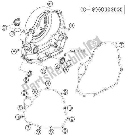 Toutes les pièces pour le Couvercle D'embrayage du KTM 690 Supermoto Orange USA 2007