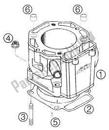 All parts for the Cylinder 625 Sxc, 640 Lc4 of the KTM 625 SMC Europe 2005