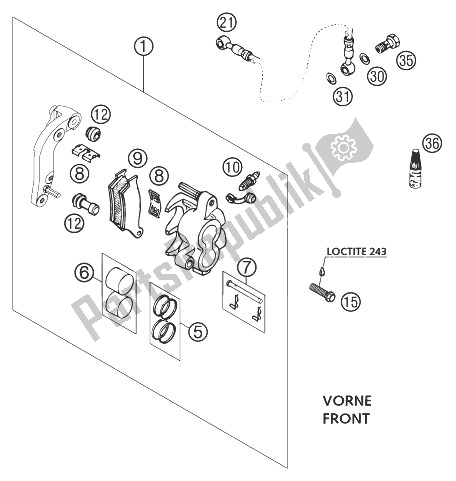 Tutte le parti per il Pinza Freno Anteriore Brembo del KTM 125 EXC Europe 2004