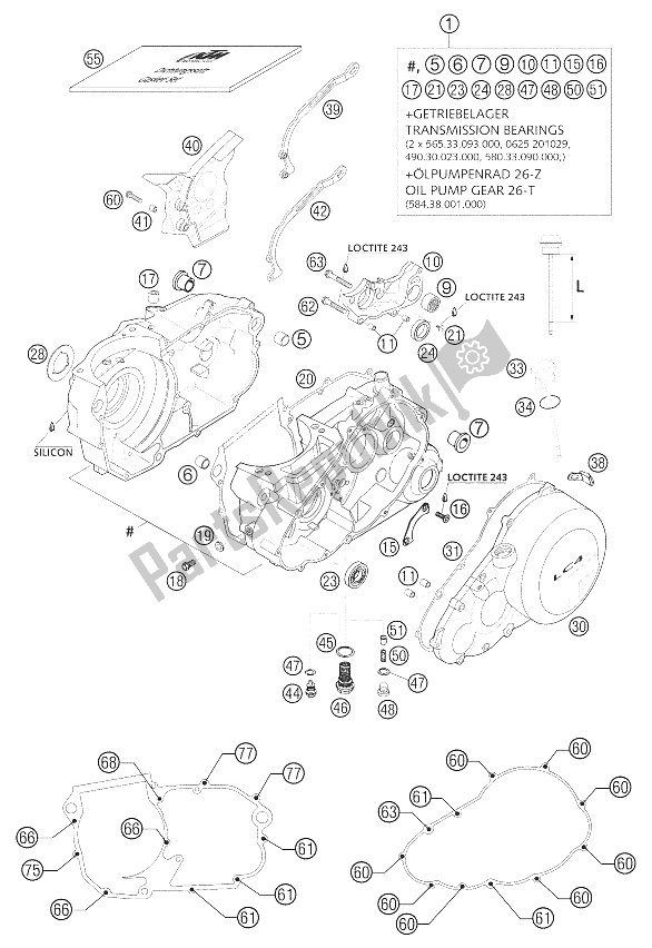 Todas las partes para Caja Del Motor 640 Lc4 2002 de KTM 640 Adventure R Australia 2002