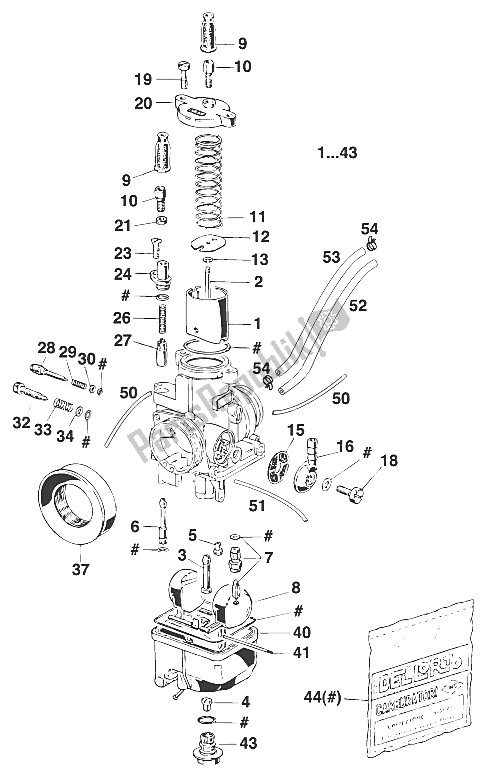 Todas las partes para Vs Carburador Dellorto Phbh 28 de KTM 125 LC2 100 Orange Europe 112674 1997