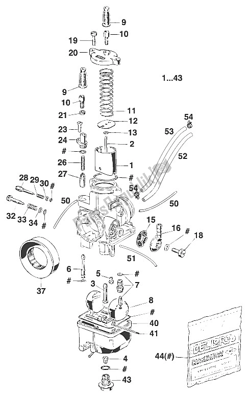 Tutte le parti per il Carburatore Dellorto Phbh 28 Vs del KTM 125 LC2 100 Weiss Europe 110371 1997