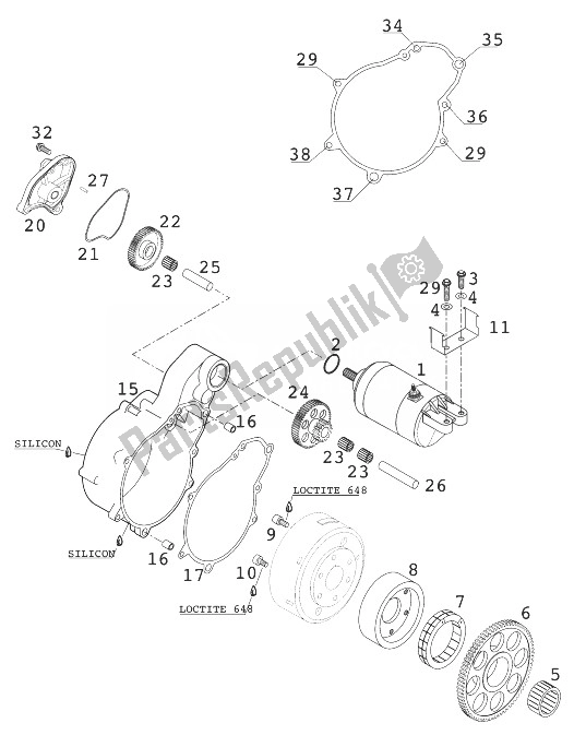 All parts for the Electric Starter Lc4 of the KTM 640 LC 4 98 Australia 1998