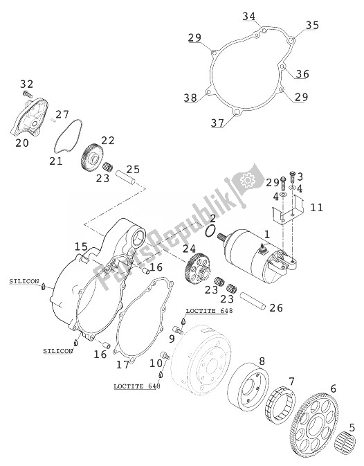 All parts for the Electric Starter Lc4 of the KTM 640 LC 4 98 United Kingdom 1998