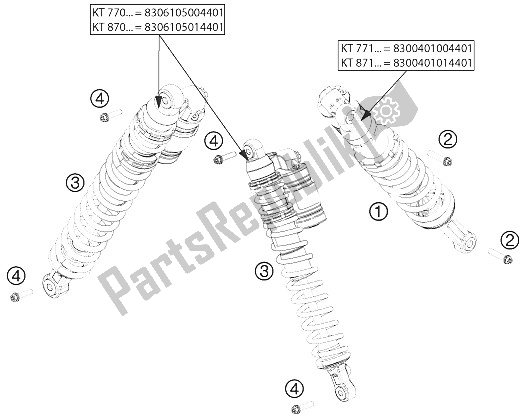 Alle onderdelen voor de Monoshock van de KTM 525 XC ATV Europe 2011