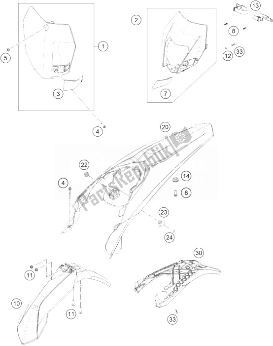 Tutte le parti per il Maschera, Parafango del KTM 250 XCF W USA 2014