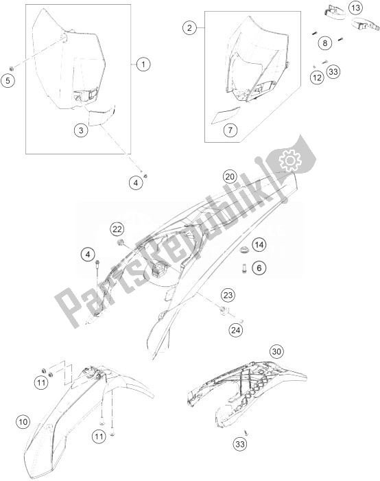 Alle onderdelen voor de Masker, Spatbord van de KTM 350 XCF W SIX Days USA 2014