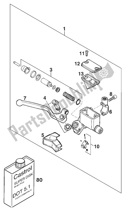 All parts for the Hand Brake Cylinder Duke'94 of the KTM 620 Duke 37 KW 94 Europe 1994