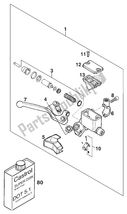 All parts for the Hand Brake Cylinder Duke '94 of the KTM 620 Duke 37 KW Australia 1996