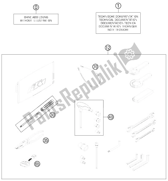 All parts for the Accessories Kit of the KTM 990 Superm T White ABS Australia United Kingdom 2011