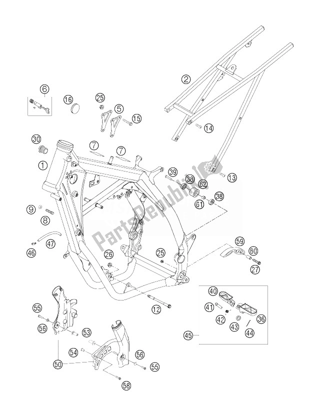 All parts for the Frame, Sub Frame of the KTM 250 EXC Australia 2007