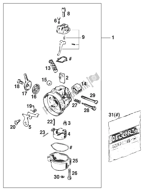 All parts for the Carburetor 50 Sxr Dellorto Sha14 of the KTM 50 Mini Adventure Europe 2000