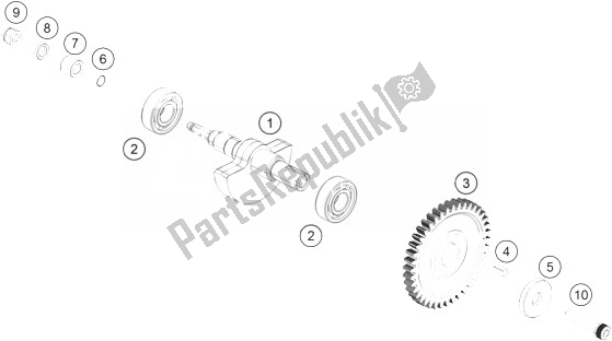 All parts for the Balancer Shaft of the KTM 200 Duke White ABS BAJ DIR 14 Europe 2014