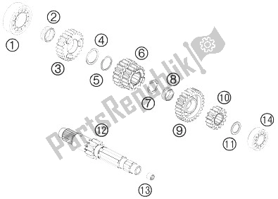 All parts for the Transmission I - Main Shaft of the KTM 990 Super Duke Orange Europe 2010