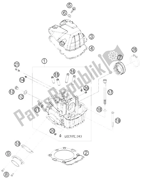 Tutte le parti per il Testata del KTM 530 EXC R USA 2008