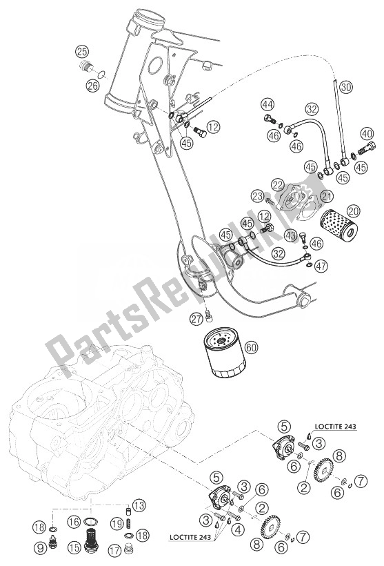 Tutte le parti per il Sistema Di Lubrificazione 640 Lc4 del KTM 640 Duke II Black Europe 2003