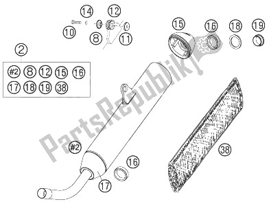 Todas as partes de Silenciador De Exaustão do KTM 125 SX Europe 2007