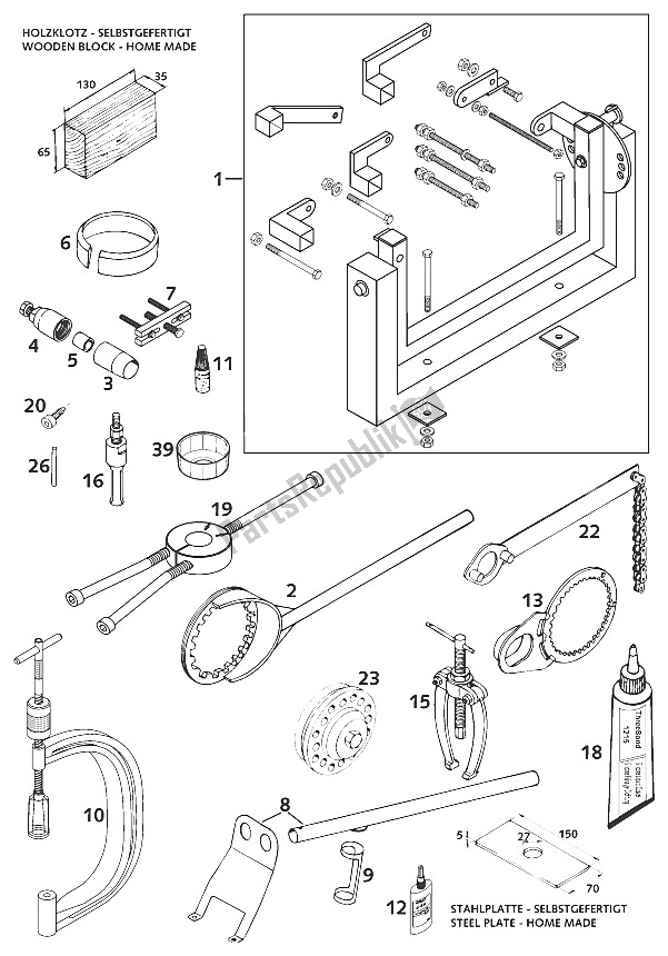 Todas las partes para Herramientas Especiales Lc4 2001 de KTM 620 SC Australia 2000